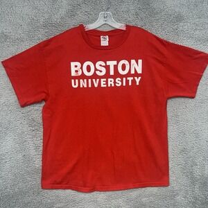 VTG Boston University Terriers T Shirt Men's Size XL Red‎ Gilroy #97 90s Tee